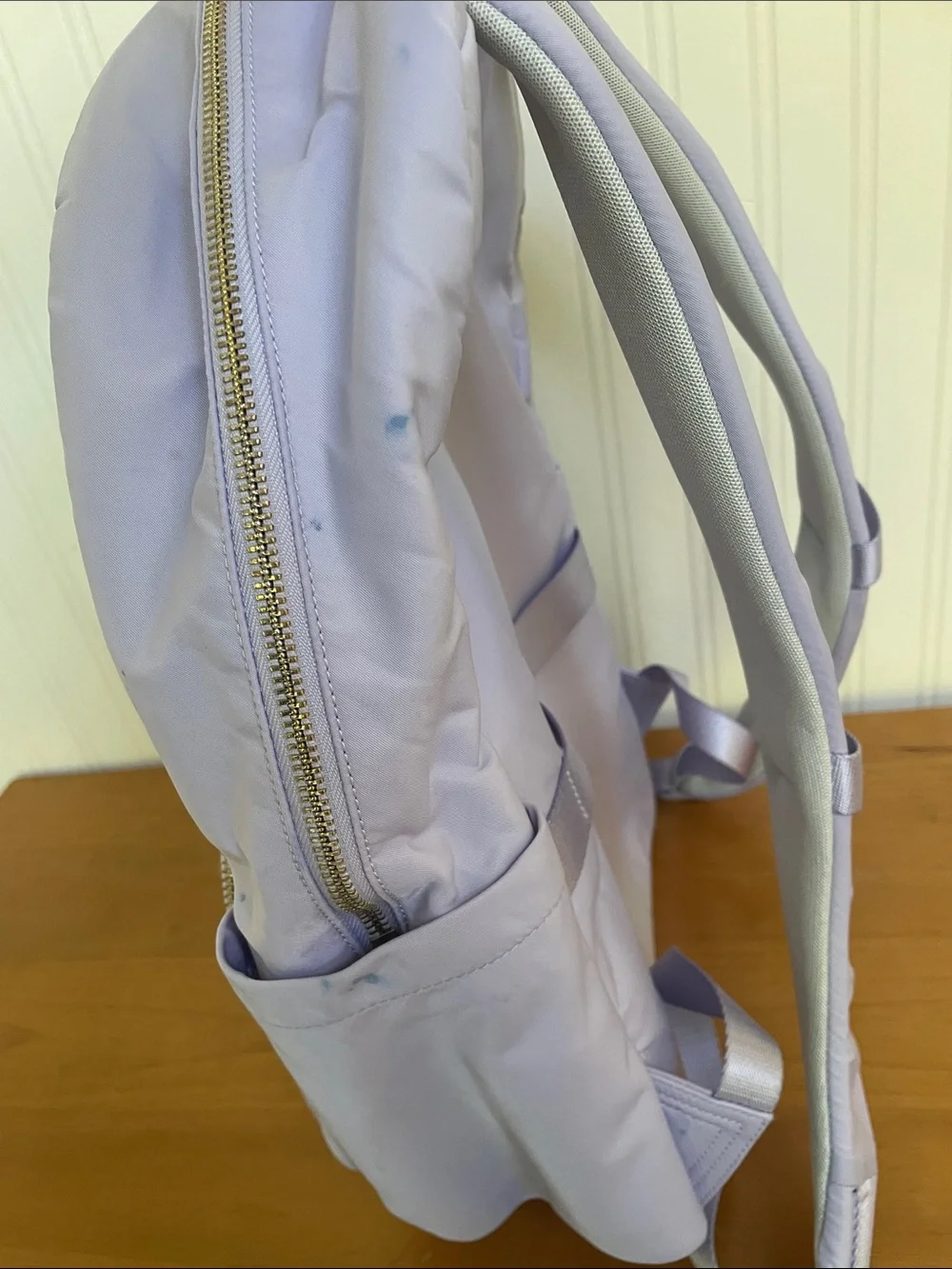 lululemon athletica Light Lavender Nylon Backpack with Gold Accents